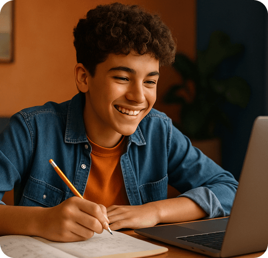 Student studying on laptop